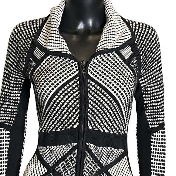 Nic + Zoe Black White Textured Zip Sweater Jacket Size XS - Picture 4 of 12